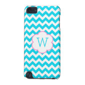 Turquoise and white chevron monogram iPod touch 5G cover (Back)