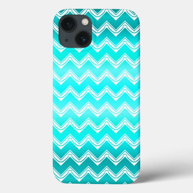 Turquoise and White Chevron pattern Case-Mate iPhone Case (Back)