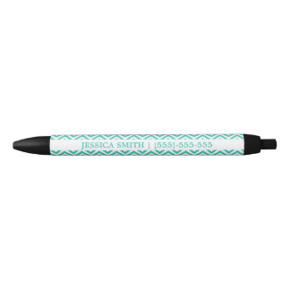 Turquoise And White Chevron With Custom Text Pen