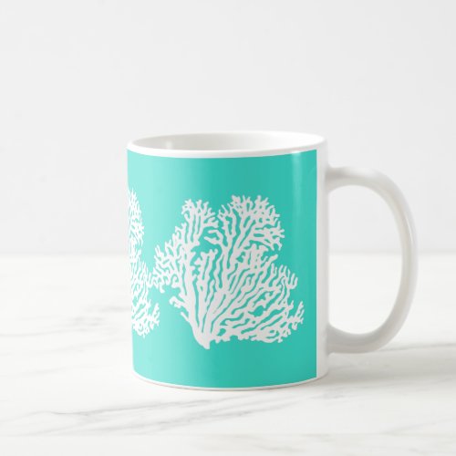 Turquoise And White Coastal Decor Coral Coffee Mug
