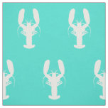 Turquoise And White Coastal Decor Lobster Fabric