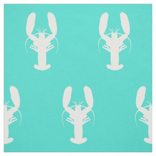 Turquoise And White Coastal Decor Lobster Fabric