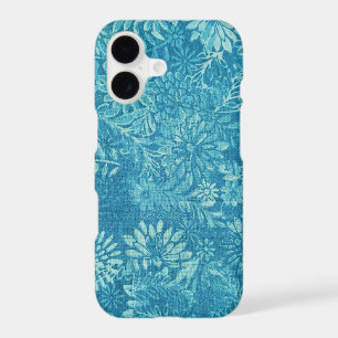 turquoise and white daisy design iPhone 17 case