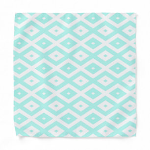 Turquoise and white diamond pattern bandana