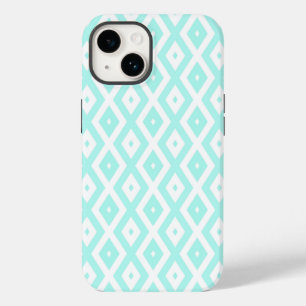 Turquoise and white diamond pattern Case-Mate iPhone 14 case