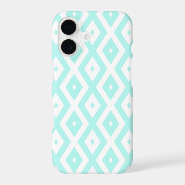 Turquoise and white diamond pattern Case-Mate iPhone case (Back)
