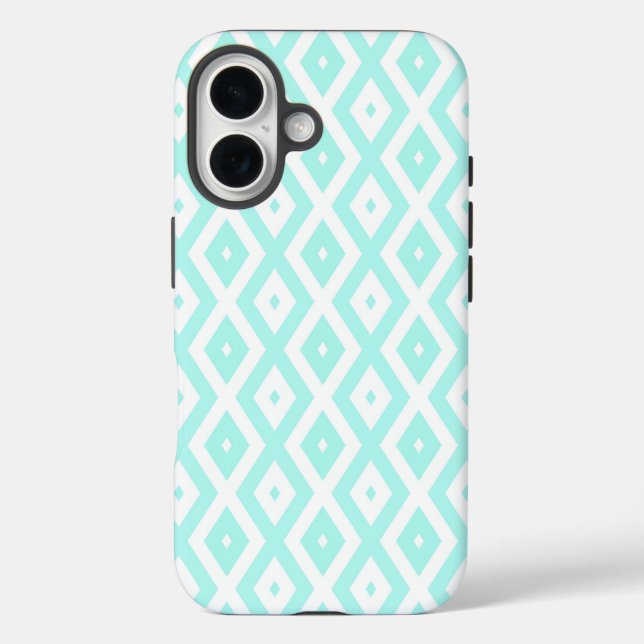 Turquoise and white diamond pattern Case-Mate iPhone case (Back)