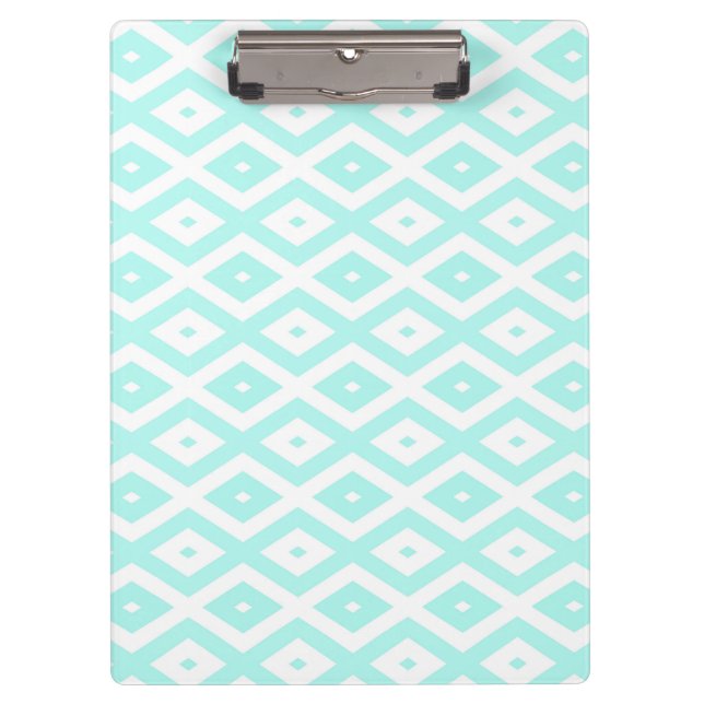 Turquoise and white diamond pattern clipboard (Front)