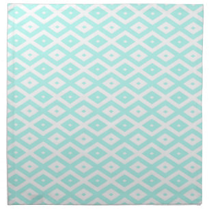 Turquoise and white diamond pattern cloth napkin