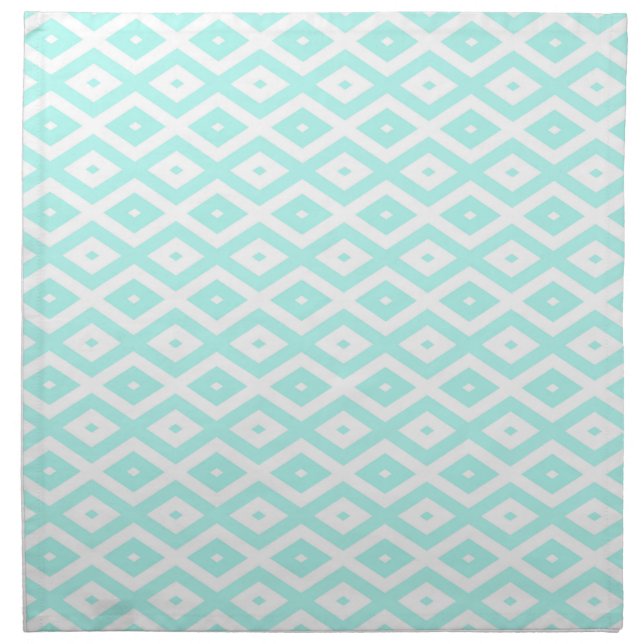 Turquoise and white diamond pattern cloth napkin (Front)