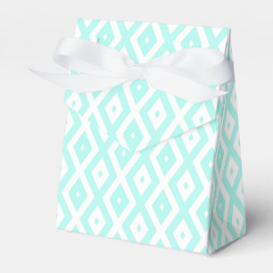 Turquoise and white diamond pattern favor boxes