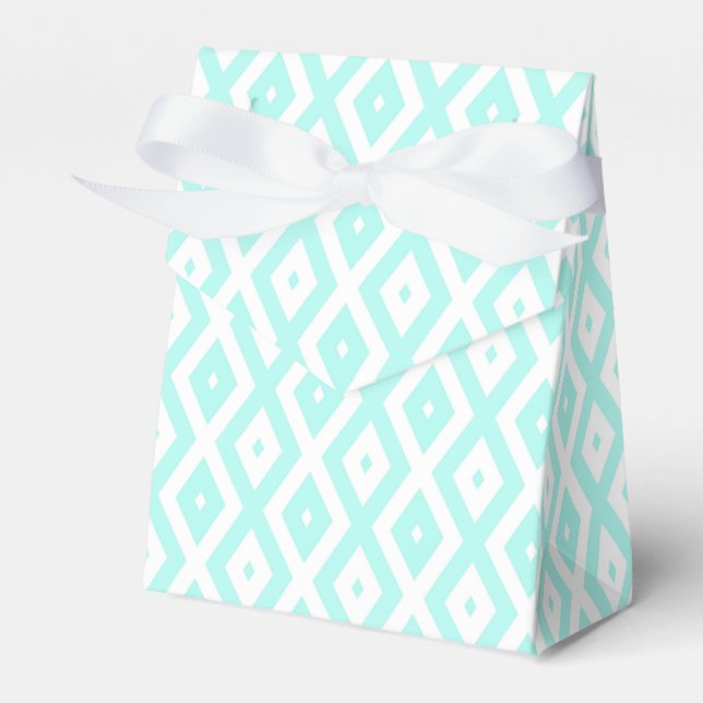 Turquoise and white diamond pattern favor boxes (Front Side)