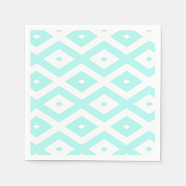 Turquoise and white diamond pattern napkins (Front)