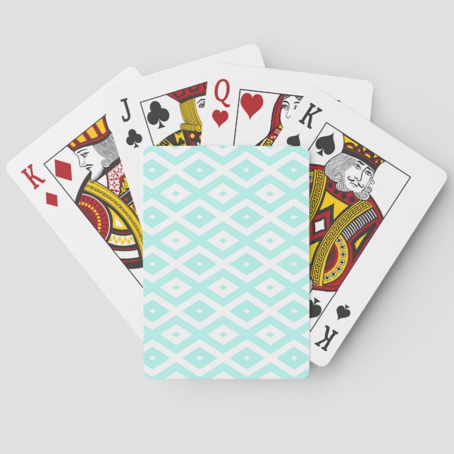 Turquoise and white diamond pattern poker cards (Back)