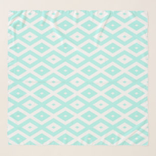 Turquoise and white diamond pattern scarf
