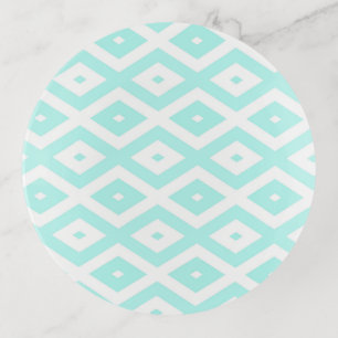 Turquoise and white diamond pattern trinket tray