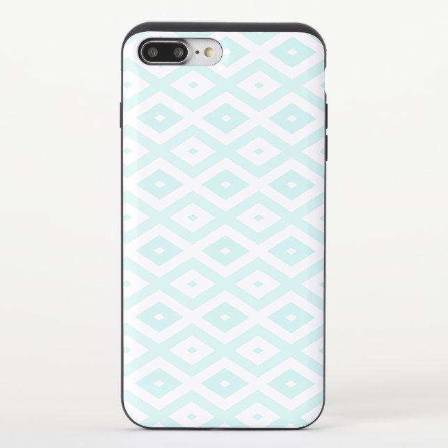 Turquoise and white diamond pattern uncommon iPhone case (Back)