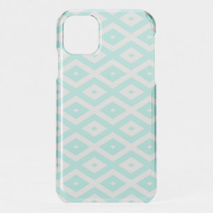 Turquoise and white diamond pattern iPhone 11 case