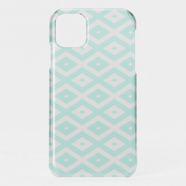 Turquoise and white diamond pattern uncommon iPhone case (Back)