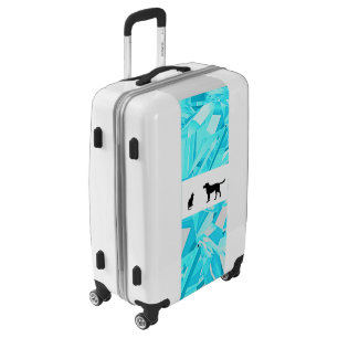 Turquoise and white dog and cat Luggage