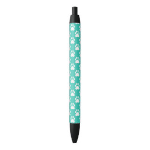 Turquoise And White Dog Paws Pattern Pen