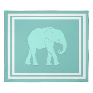 Turquoise and White Elephant Duvet Cover
