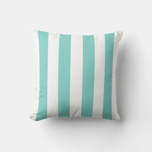 Turquoise and White Extra Large Stripe Pattern Throw Pillow