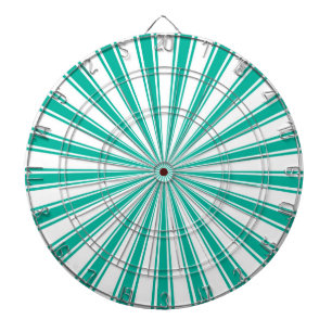 Turquoise and White Funky Sun Rays Retro Stripes Dart Board