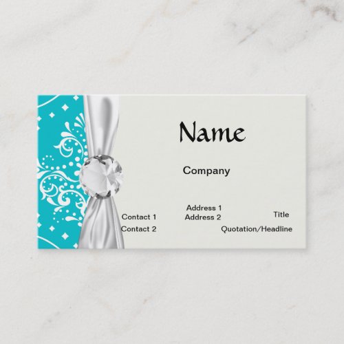turquoise and white henna style damask business card template