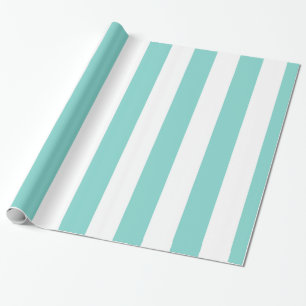 Turquoise and White Huge Stripe Pattern Wrapping Paper