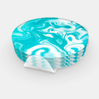 Turquoise and White Marble Abstract Choose Shape Coaster Set