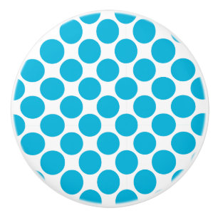 Turquoise and white Polka dot Ceramic Knob