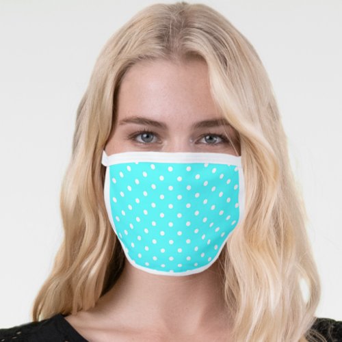 Turquoise and White Polka Dots Face Mask