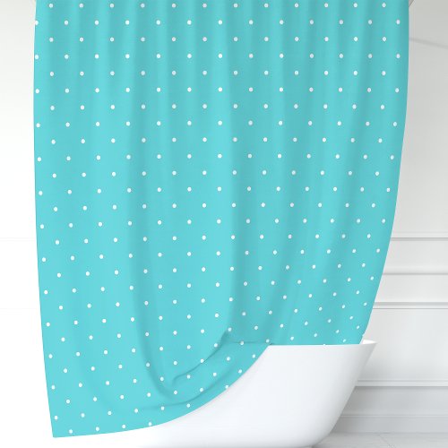 Turquoise And White Polka Dots Shower Curtain