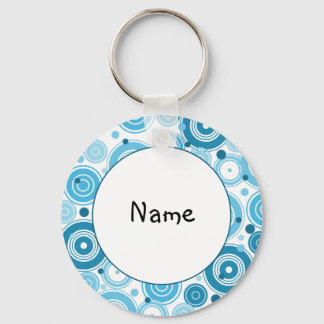 turquoise and white retro design keychain