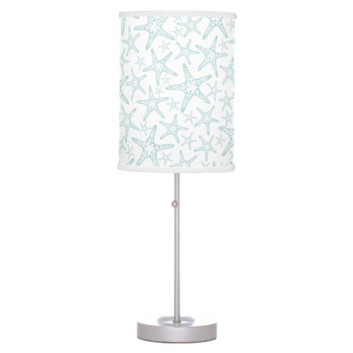 Turquoise and White Starfish Pattern Table Lamp