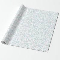 Turquoise and White Starfish Pattern Wrapping Paper