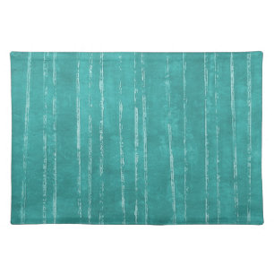 Turquoise and white stripe cloth placemat