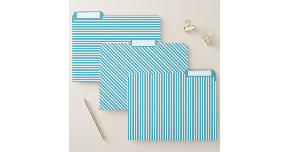 Turquoise and White Striped File Folder Zazzle
