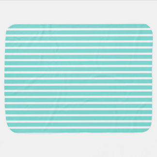 Turquoise and White Stripes Swaddle Blanket