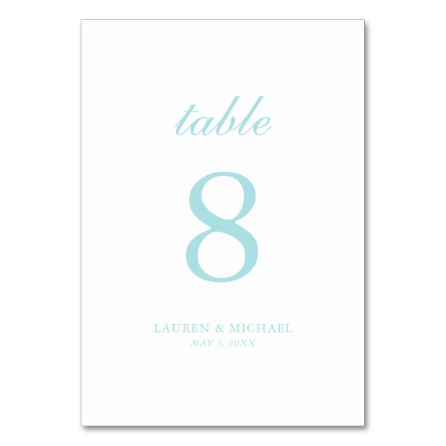 Turquoise And White Table Number (Front)