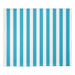 Turquoise and White Vertical Stripes Duvet Cover