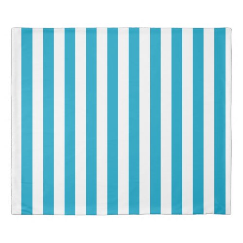 Turquoise and White Vertical Stripes Duvet Cover