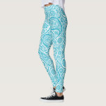 Turquoise and white vintage paisley pattern leggings<br><div class="desc">Elegant vintage paisley pattern in turquoise blue over the white changeable background color.</div>