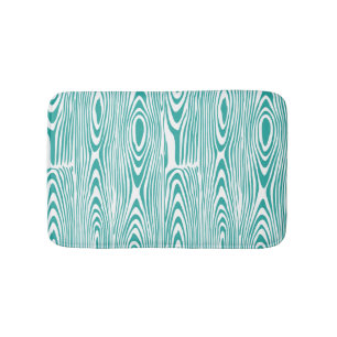 Turquoise And White Wooden Rings Bathroom Mat