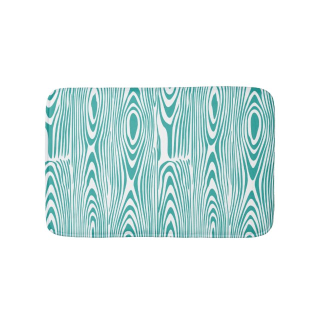 Turquoise And White Wooden Rings Bathroom Mat (Front)