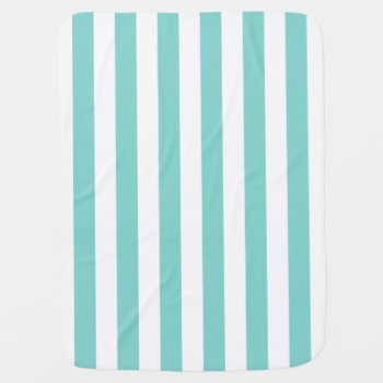 Turquoise And White Xl Stripes Pattern Receiving Blanket by FantabulousPatterns at Zazzle