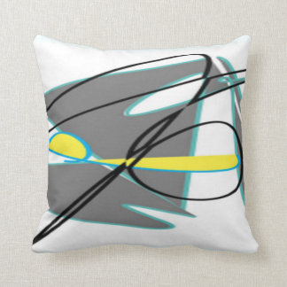 Turquoise and yellow abstract throw pillow