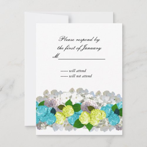 Turquoise and Yellow Bouquet of Florals Reply Card