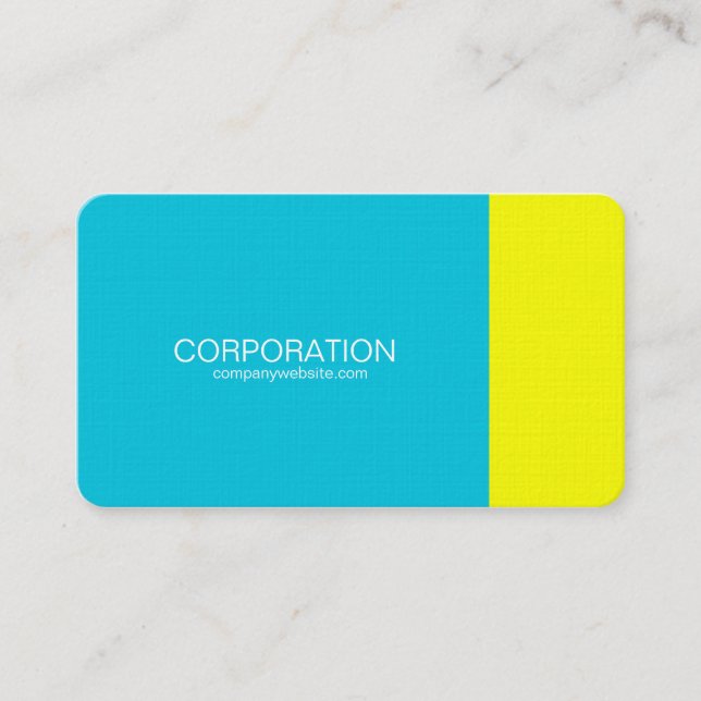 Turquoise and yellow classy business card (Front)